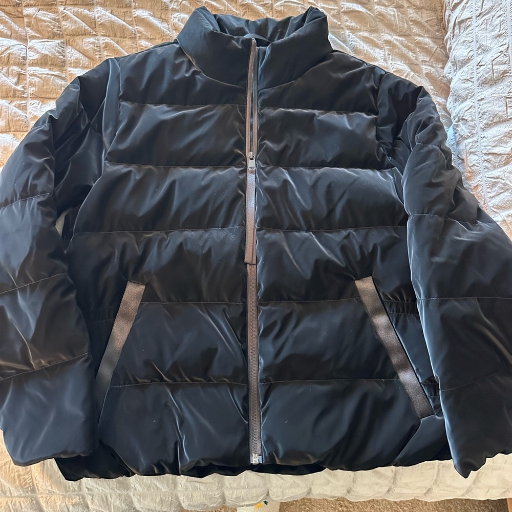 Athleta black faux velvet puffer - Picture 3 of 4